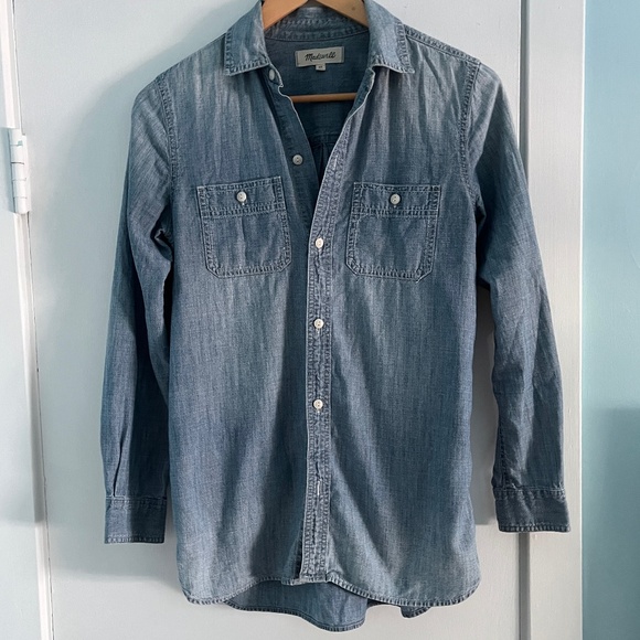 Madewell Chambray Denim Shirt, XS - Picture 1 of 9